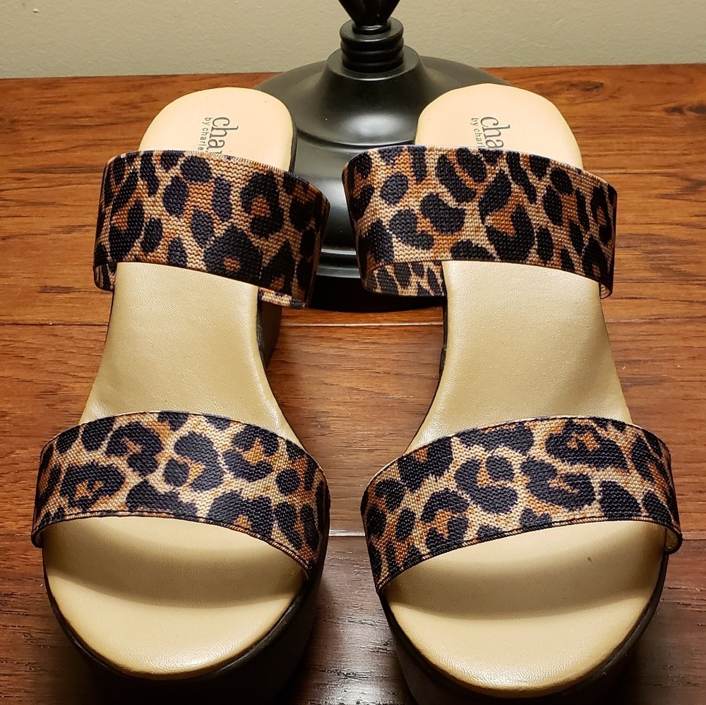 charles by charles david Bonita Leopard Wedge